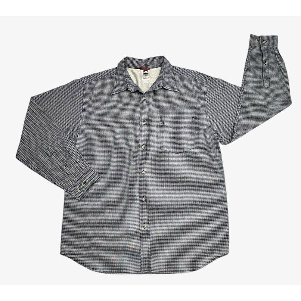 The North Face Button Up  Navy Blue & White Plaid Button Down Men’s Size Medium